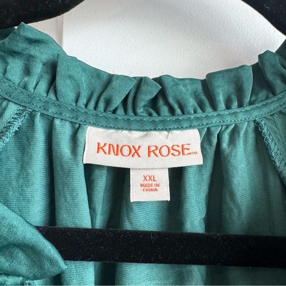 Knox Rose Emerald Green Boho Ruffle Blouse XXL - Picture 4 of 5